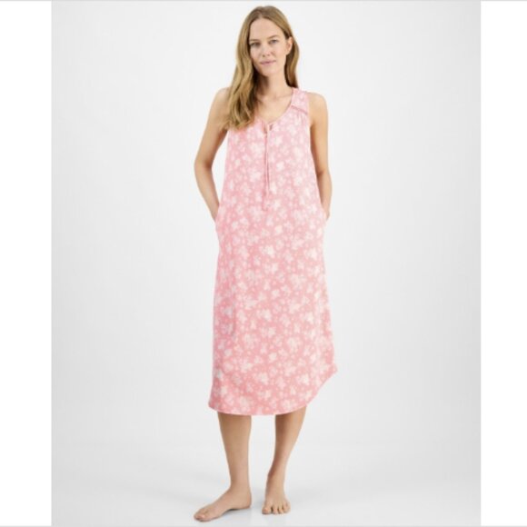 Charter Club Women's Cotton Sleeveless Tie-Neck Nightgown, Beach Floral, NWT - Picture 1 of 3